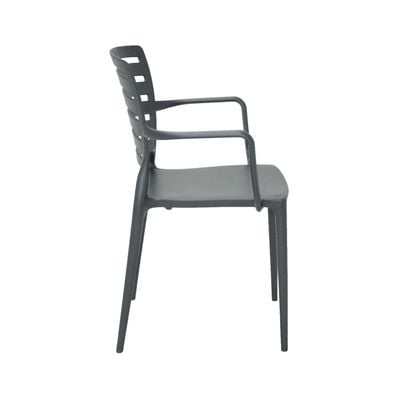 Tramontina Sofia Graphite Polypropylene and Fiberglass Chair With Horizontal Backrest and Armrests-Graphite