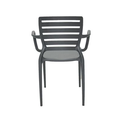 Tramontina Sofia Graphite Polypropylene and Fiberglass Chair With Horizontal Backrest and Armrests-Graphite