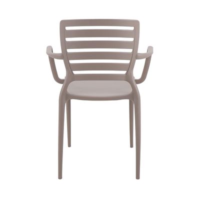 Tramontina Sofia Taupe Polypropylene and Fiberglass Chair With Horizontal Backrest and Armrests-Taupe