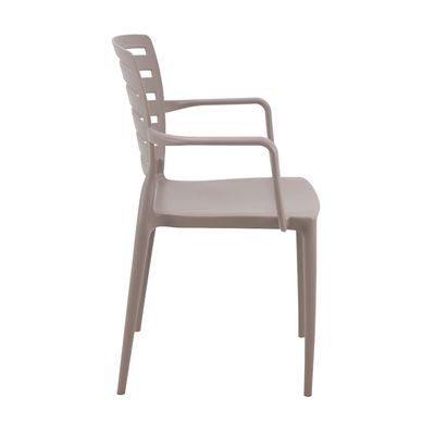 Tramontina Sofia Taupe Polypropylene and Fiberglass Chair With Horizontal Backrest and Armrests-Taupe