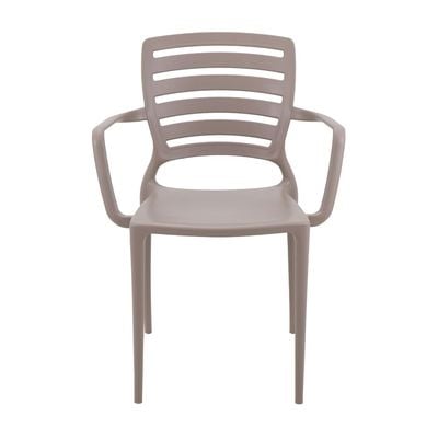 Tramontina Sofia Taupe Polypropylene and Fiberglass Chair With Horizontal Backrest and Armrests-Taupe