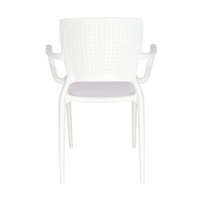 Tramontina Safira White Polypropylene and Fiberglass Chair With Armrests-White