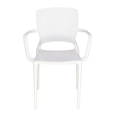 Tramontina Safira White Polypropylene and Fiberglass Chair With Armrests-White