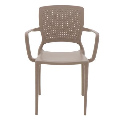 Tramontina Safira Taupe Polypropylene and Fiberglass Chair With Armrests-Taupe