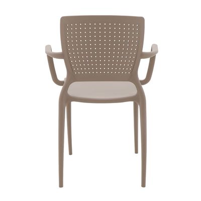 Tramontina Safira Taupe Polypropylene and Fiberglass Chair With Armrests-Taupe