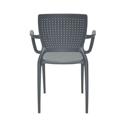 Tramontina Safira Graphite Polypropylene and Fiberglass Chair With Armrests-Graphite