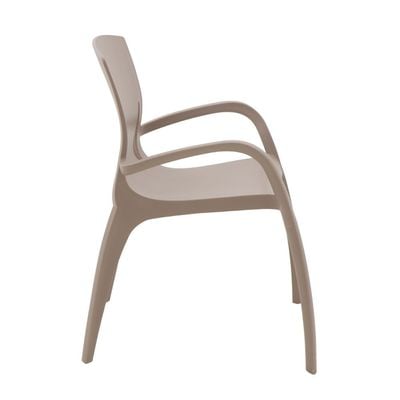 Tramontina Clarice Summa Polypropylene and Taupe Fiberglass Chair With Armrests-Taupe