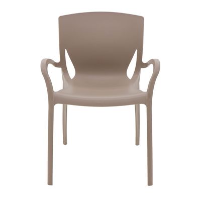 Tramontina Clarice Summa Polypropylene and Taupe Fiberglass Chair With Armrests-Taupe