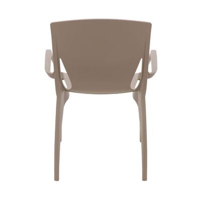 Tramontina Clarice Summa Polypropylene and Taupe Fiberglass Chair With Armrests-Taupe