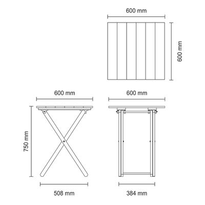 Tramontina Potenza 3 Pieces Foldable Table and Chairs Set in Teak Wood With Natural Finish-Wood