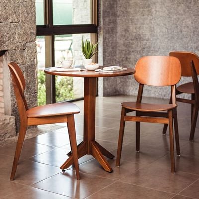 Tramontina London Armless Chair in Almond-Colored Brazilian Tauari wood-Wood