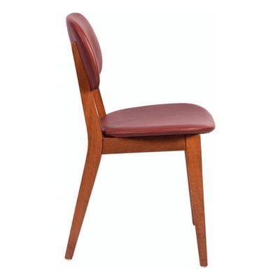 Tramontina London Armless Chair in Almond-Colored Brazilian Tauari Wood With Wine Upholstery-Wood