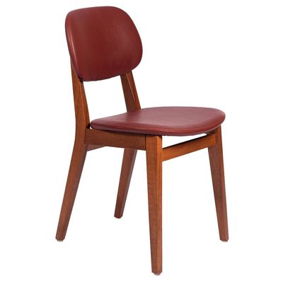 Tramontina London Armless Chair in Almond-Colored Brazilian Tauari Wood With Wine Upholstery-Wood