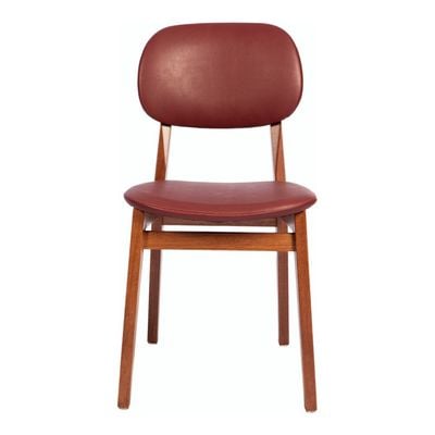 Tramontina London Armless Chair in Almond-Colored Brazilian Tauari Wood With Wine Upholstery-Wood