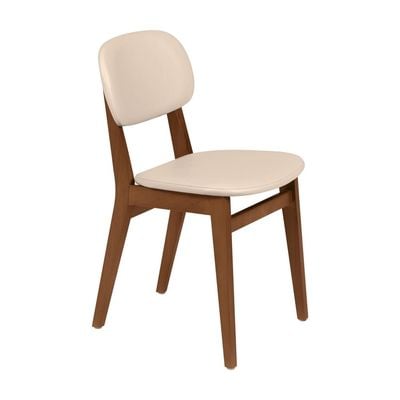 Tramontina London Armless Chair in Almond-Colored Brazilian Tauari Wood With Beige Upholstery-Wood