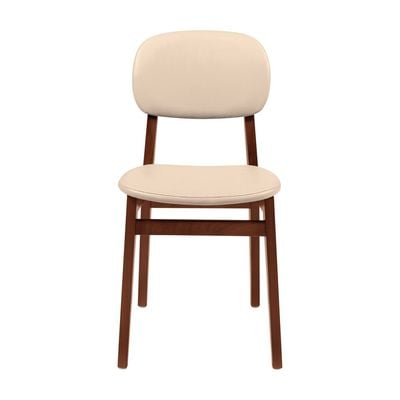 Tramontina London Armless Chair in Almond-Colored Brazilian Tauari Wood With Beige Upholstery-Wood