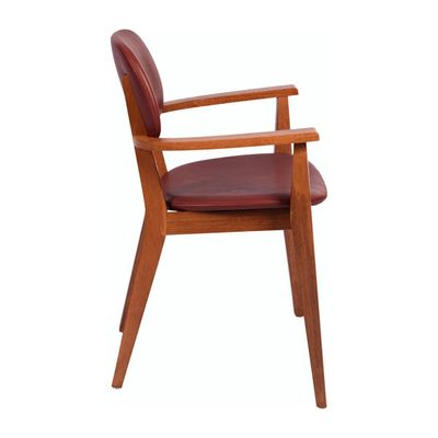 Tramontina Piazza London Chair With Arms in Almond-Colored Brazilian Tauari Wood and Wine Upholstery-Wood
