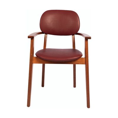 Tramontina Piazza London Chair With Arms in Almond-Colored Brazilian Tauari Wood and Wine Upholstery-Wood