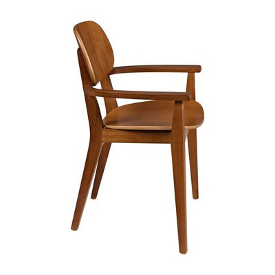 Tramontina London Chair With Arms in Almond-Colored Brazilian Tauari Wood-Wood