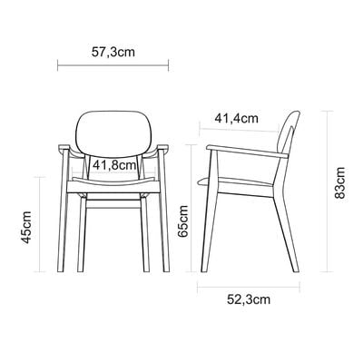 Tramontina London Chair With Arms in Almond-Colored Brazilian Tauari Wood-Wood