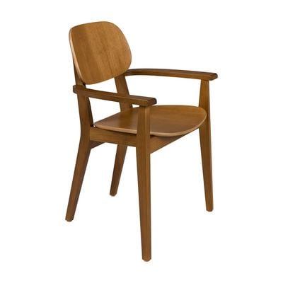 Tramontina London Chair With Arms in Almond-Colored Brazilian Tauari Wood-Wood