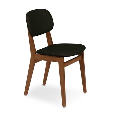 Tramontina London Armless Chair in Almond-Colored Brazilian Tauari Wood With Black Upholstery-Wood