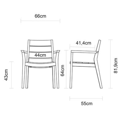 Tramontina Toscana Chair in Brazilian Muiracatiara Wood With Eco Clear Finish and Armrests-Wood