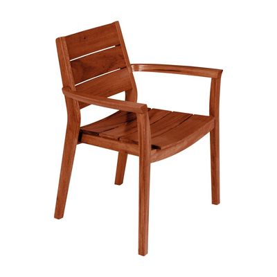 Tramontina Toscana Chair in Brazilian Muiracatiara Wood With Eco Clear Finish and Armrests-Wood