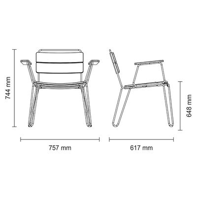 Tramontina Tarsila Chair With Arms in Teak Wood and Carbon Steel Structure With Ecoclear Graphite Finish-Wood