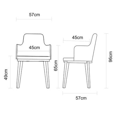 Tramontina London Chair With Arms in Tobaco-Colored Brazilian Tauari Wood and Black Leatherette Upholstery-Wood