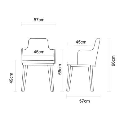 Tramontina London Chair With Arms in Almond-Colored Brazilian Tauari Wood and Beige Leatherette Upholstery-Wood