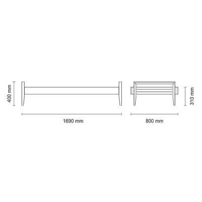 Tramontina Mood Bench in FSC Certified Brazilian Jatobá Wood With Low Armrests-Wood