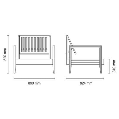 Tramontina Mood Armchair in FSC Certified Brazilian Jatobá Wood With High Armrests-Wood