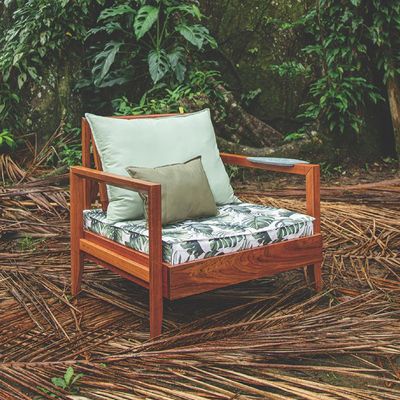Tramontina Mood Armchair in FSC Certified Brazilian Jatobá Wood With High Armrests and Soapstone-Wood
