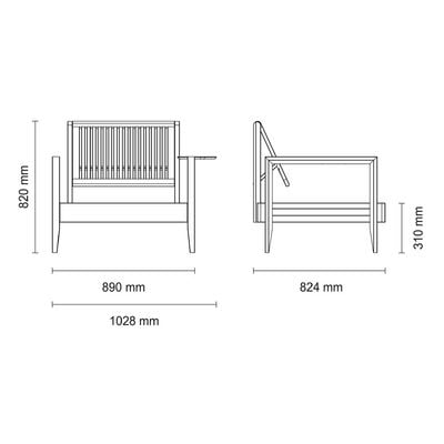 Tramontina Mood Armchair in FSC Certified Brazilian Jatobá Wood With High Armrests and Soapstone-Wood