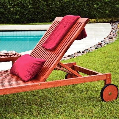 Tramontina Terrazzo Fitt Sunbed With Wheels in Brazilian Jatobá Wood and Eco Blindage-Wood