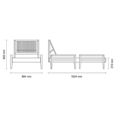 Tramontina Mood Chaise in FSC Certified Brazilian Jatobá Wood With Low Armrests-Wood