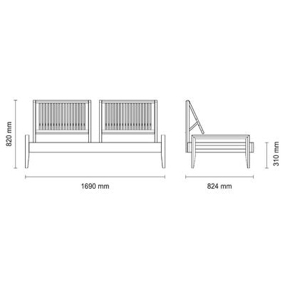 Tramontina Mood 2 Seater Sofa in FSC Certified Brazilian Jatobá Wood With Low Armrests-Wood