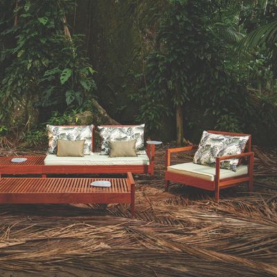 Tramontina Mood 2 Seater Sofa in FSC Certified Brazilian Jatobá Wood With High Armrests-Wood