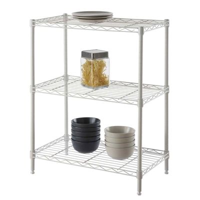 CamelTough Wire Rack 3 Shelf Adjustable Storage Rack-L 60 x W 35 x H 75 cm 330 Lbs-White-HTC-WR601