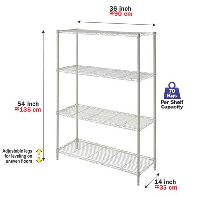 CamelTough Wire Rack 4 Shelf Adjustable Storage Rack-L 90 x W 35 x H 135 cm 600 Lbs-HTC-WR603