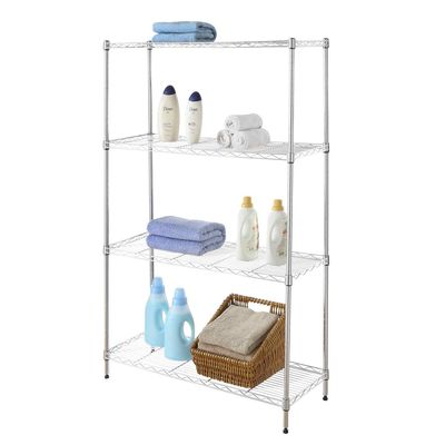 CamelTough Wire Rack 4 Shelf Adjustable Storage Rack-L 90 x W 35 x H 135 cm 600 Lbs-Chrome-HTC-WR604