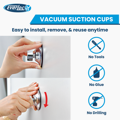 Everloc 2 Shelf Corner Rack, No Drilling, No Screws, No Glue, No Adhesive, Vacuum Suction Wall Mounted, Chrome Corner Bathroom Accessories Holder, Shower Rack, Easy Install, EVL-10202