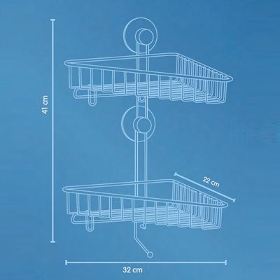 رف زاوية Everloc 2 رف، بدون حفر، بدون براغي، بدون غراء، بدون لاصق، مثبت على الحائط بالشفط الفراغي، حامل ملحقات الحمام في زاوية الكروم، رف دش، سهل التركيب، EVL-10202