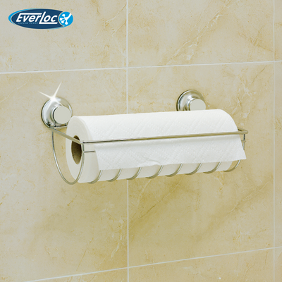 Everloc Tissue Roll Holder, No Drilling, No Screws, No Glue, No Adhesive, Kitchen Paper Towel Dispenser, Stand, Wall Mounted, Chrome, EVL-10100