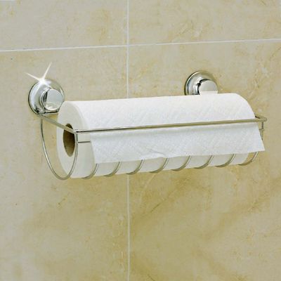 Everloc Tissue Roll Holder, No Drilling, No Screws, No Glue, No Adhesive, Kitchen Paper Towel Dispenser, Stand, Wall Mounted, Chrome, EVL-10100