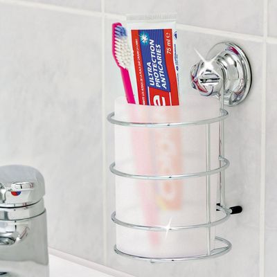 Everloc General Purpose Holder, No Drilling, No Screws, No Glue, No Adhesive Vacuum Suction Wall Mounted Chrome, for Stationery, Toothpaste, Spoons, for Bathroom and Kitchen, Easy Install, EVL-10209