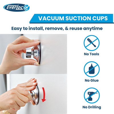 Everloc General Purpose Holder, No Drilling, No Screws, No Glue, No Adhesive Vacuum Suction Wall Mounted Chrome, for Stationery, Toothpaste, Spoons, for Bathroom and Kitchen, Easy Install, EVL-10209