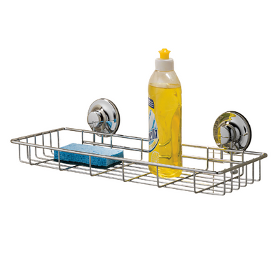 Everloc Bathroom Shelf, No Drilling, No Screws, No Glue, No Adhesive, Vacuum Suction Wall Mounted Chrome Shampoo holder, Sink Caddy, Organizer for Kitchen and Bathroom, Shower Rack, EVL-10206