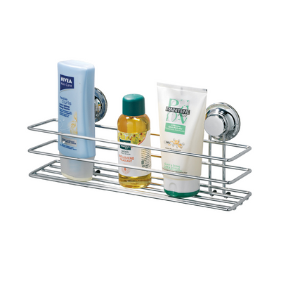 Everloc Bathroom Shelf, No Drilling, No Screws, No Glue, No Adhesive, Vacuum Suction Wall Mounted Chrome Shampoo holder, Bottle Holder, Organizer for Kitchen and Bathroom, Shower Rack, EVL-10104